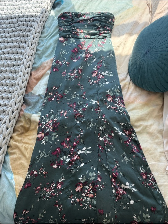Dynamite Dresses & Skirts - Dynamite Teal-Green Strapless Dress with Subtle Floral Print